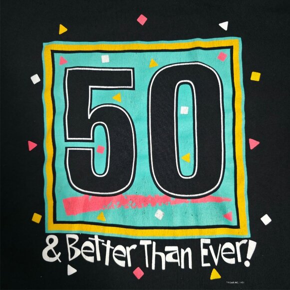 50‎ & Better Than Ever  Shirt Black XL Vintage Hanes 50/50 Single Stitch 1991 - Picture 2 of 8